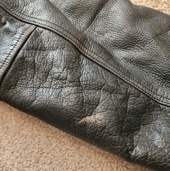 The Territory Ahead Vintage Men's Heavy Black Leather Bomber Jacket - Size XXL - Picture 7 of 14